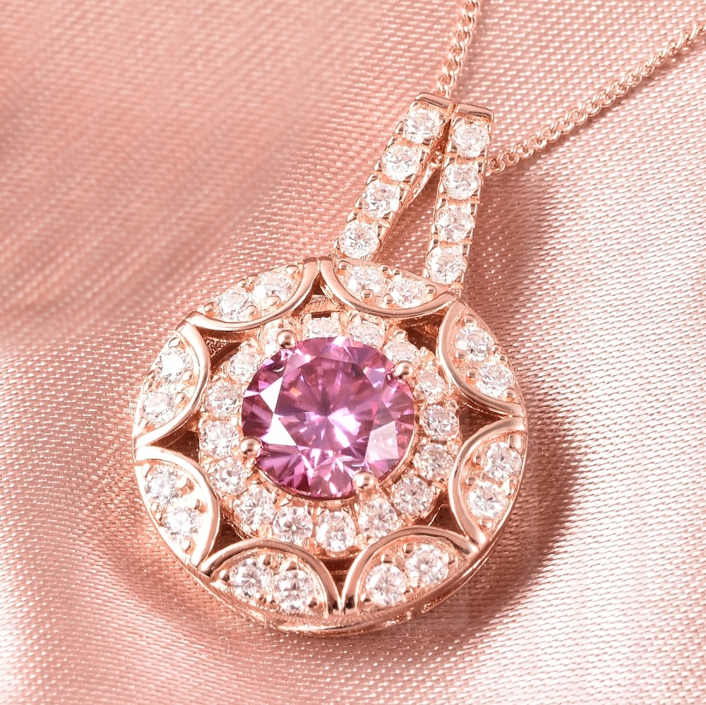 PINK/WHITE MOISSANITE NECKLACE